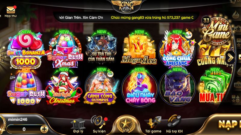 Nổ hũ 1 Giao diện sảnh game nổ hũ Kingfun